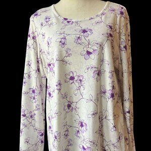 White Stag Purple Flowered Long Sleeve Blouse (803-4)